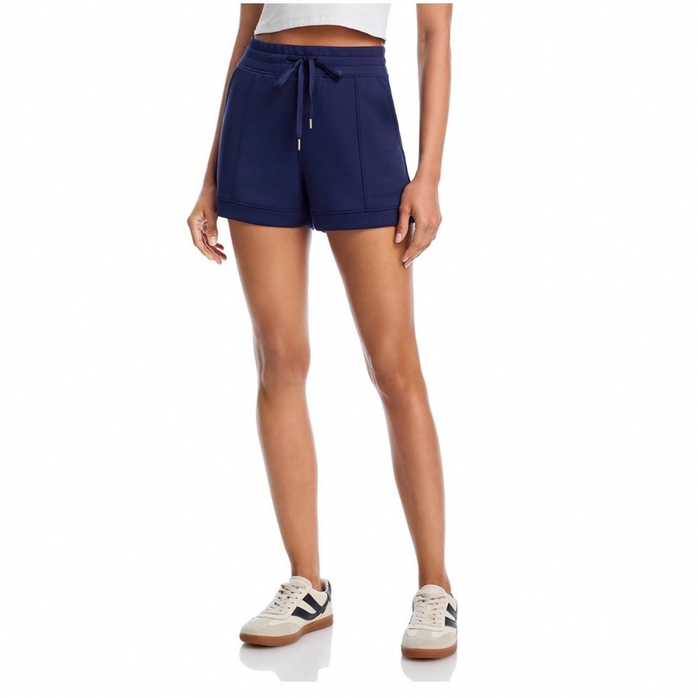 AQUA Athletic Ultra Luxe Pintucked Shorts Navy Blue XL NWT 052035785